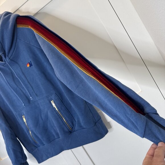 Aviator Nation Classic Pullover Hoodie Size M Vintage Caribbean Velvet Stripes - Picture 9 of 16
